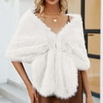 thumbnail image 2 of Lovzfmll Faux Fur Shawl Scarf for Women, Ultra-Soft Plush Warm Winter Shrug, Elegant Cloak Cape for Bridal Wedding Party Gift, 2 of 7
