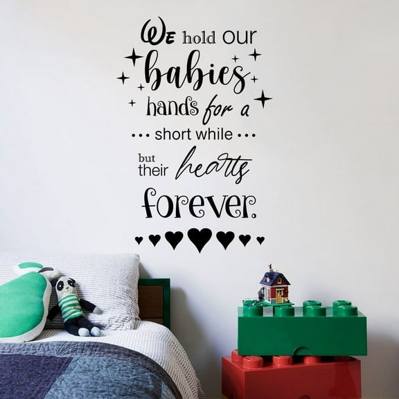 We Hold Our Babies Hands Baby Children Family Quote Quotes Wall Sticker Art Decal for Girls Boys Room Bedroom Nursery Kindergarten Fun Home Decor Stickers Wall Art Vinyl Decoration Size (20x18 inch)