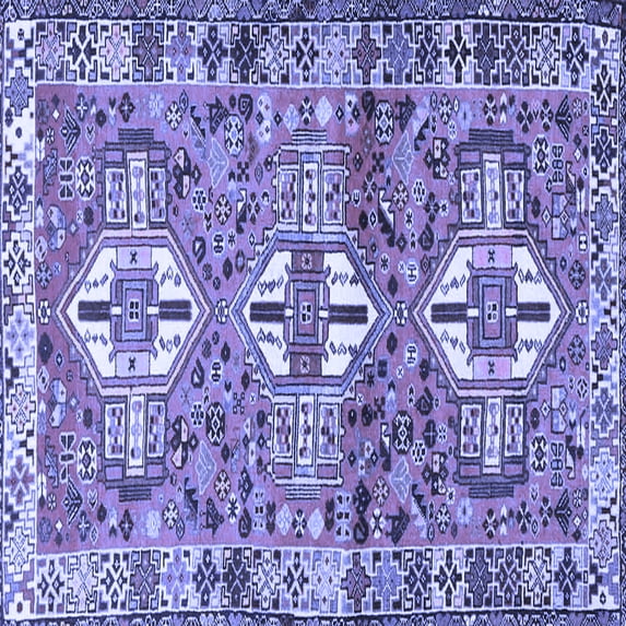 Ahgly Company Machine Washable Indoor Square Persian Blue Traditional Area Rugs, 5' Square