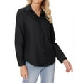 thumbnail image 2 of Siliteelon Casual Button Down Shirts for Women Black Long Sleeve Wrinkle Free Dress Shirts Work Office Blouse Tops with Pocket, 2 of 8