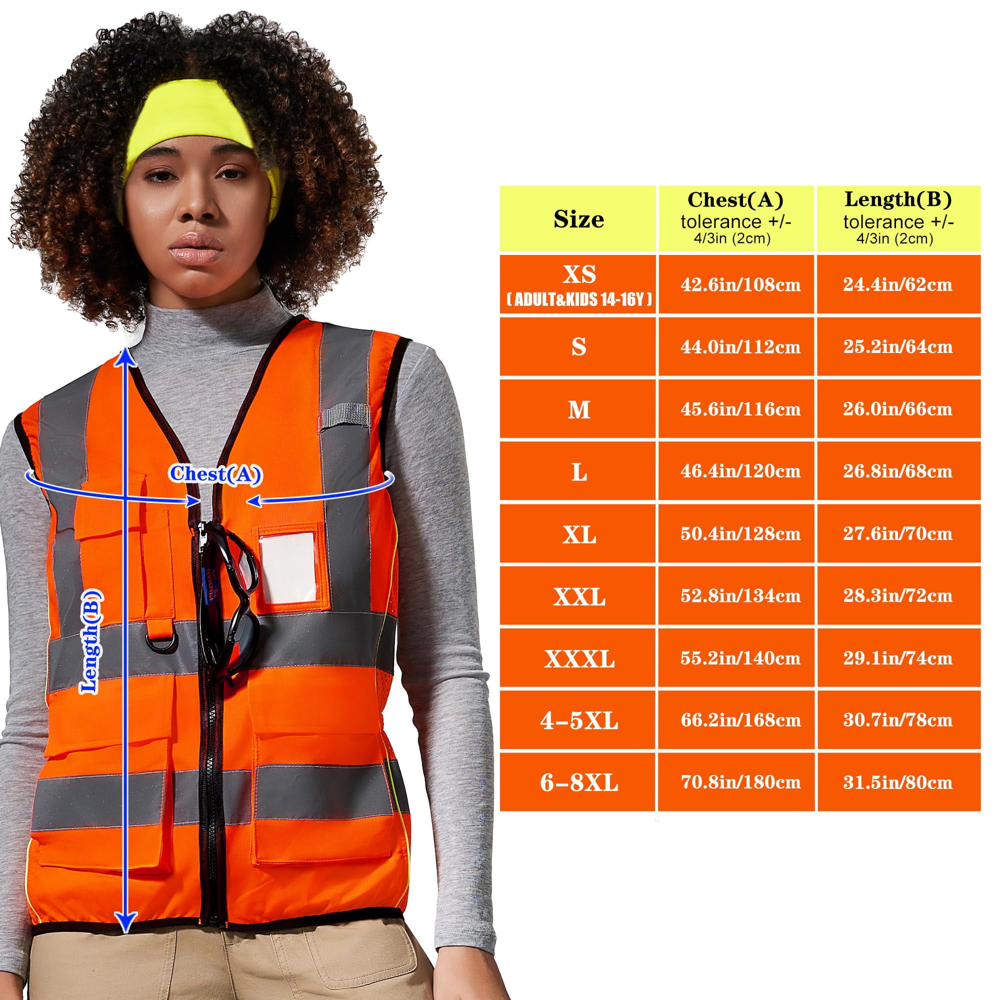A-SAFETY High Vis Safety Vest for Women - Reflective Strips, Multi-Pockets, Zipper Closure