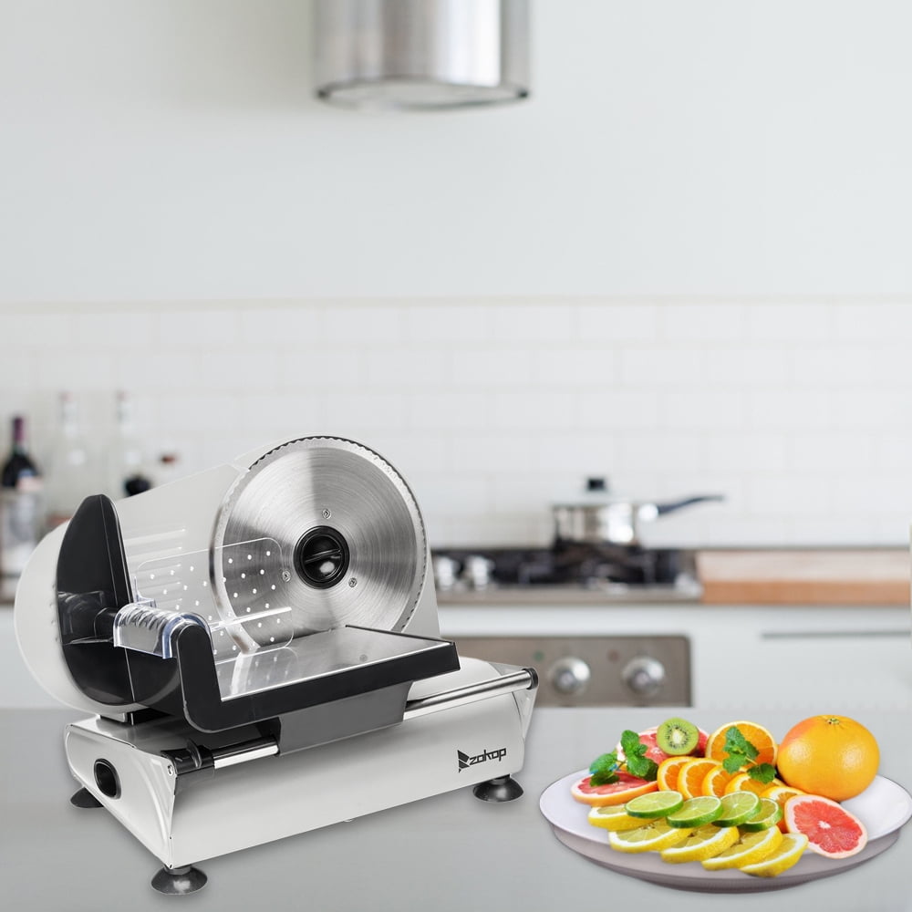 Lowestbest Food Slicers and Choppers, Semi-automatic Gear Cutter Vegetable Slicer, Electric Meat Slicer, Features Precision Thickness Control and Tilted Food Carriage