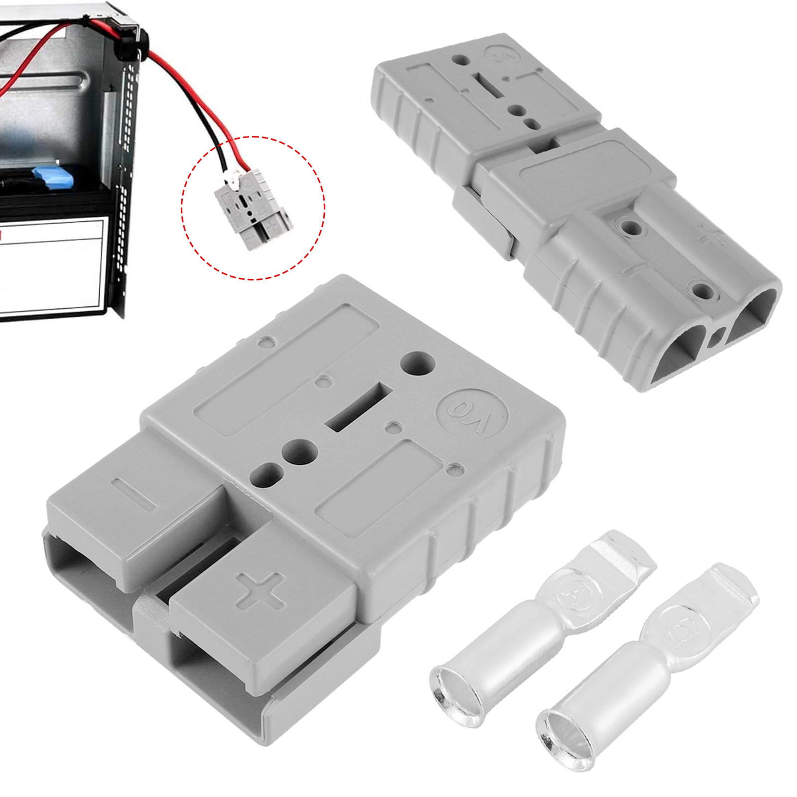 20Pcs 50A Battery Connector Kit 2 Pin Quick Connect Disconnect Plug with 40Pcs Silver Plated Copper Terminal 600V Heavy Duty Battery Quick Connector for EV Forklift Solar Power System