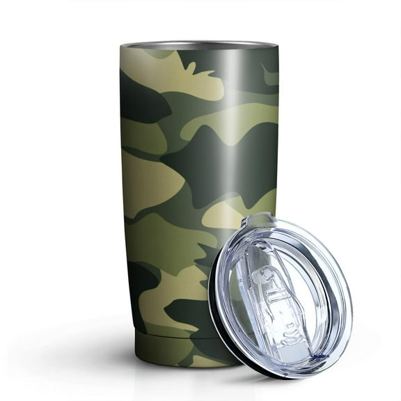 Camouflage 20oz Coffee Tavel Tumblers, Stainless Steel Mobile Tumbler, Vacuum Insulated Coffee Mug with Lid, Spill-Proof Travel Cup for Hot & Cold Drinks