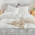 thumbnail image 3 of White Boho Duvet Cover Set King Size, Striped Textured Duvet Cover Tufted Bedding Set, 3 Pcs Ultra Soft Washed Microfiber Duvet Cover with Zipper Closure (King, White), 3 of 8