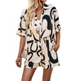 thumbnail image 2 of Women'S Summer 2 Piece Floral Print Blouse Long Sleeve Button Down Shirts Tops Lounge Shorts Casual Tracksuit Set apricot L, 2 of 9