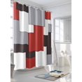 thumbnail image 3 of Mid Century Shower Curtain, Absrtact Geometric Red Gery Brown Waterproof Shower Curtain Set with 12 Hooks Lightweight Washable Fabric Shower Curtains for Bathroom 48x72 Inches, 3 of 6