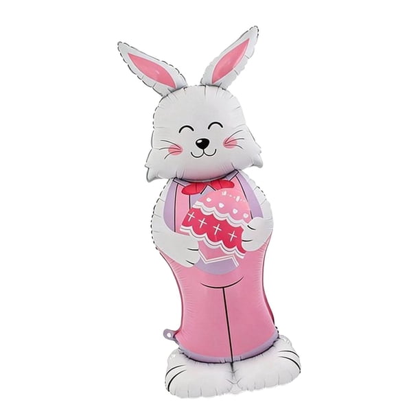 Globo inflable de aluminio con forma de conejito, ideal como decoración para exteriores y accesorios de fotografía. rosa