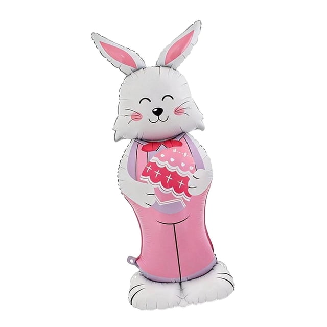 Adorno inflable de conejito para decoración de exteriores, lindo globo de animal para Halloween rosa