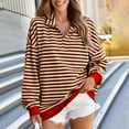 thumbnail image 5 of ZyeKqe Womens Sweatshirts Long Sleeve Shirts Casual V Neck Tops Striped Casual Loose Pullover Tops, 5 of 7