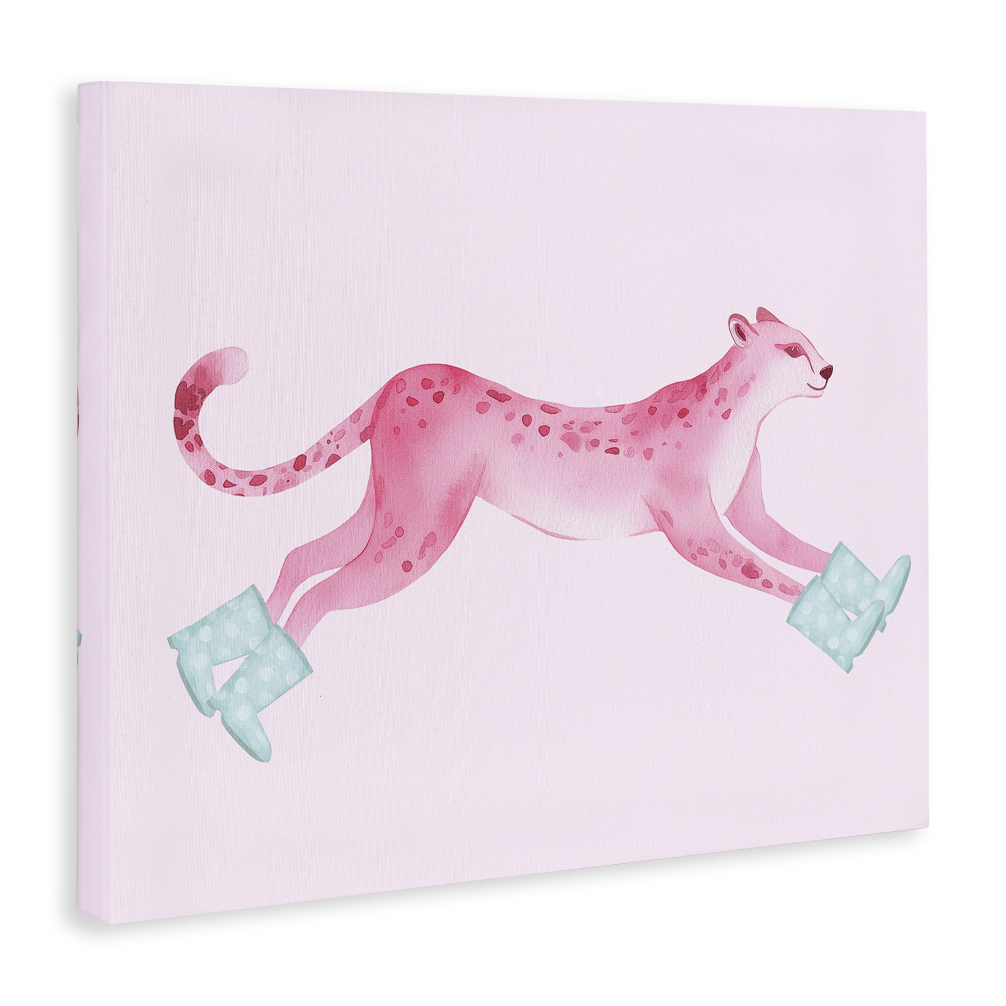 Stupell Industries Running Leopard in Boots Animals Painting Wrapped Canvas Art Print Wall Art, 40 x 30