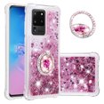 thumbnail image 1 of Funda para Samsung Galaxy S20 Ultra 5G con Brillo Líquido Flotante, Purpurina, Parachoques y Anillo Giratorio Soporte, 1 of 5