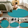 thumbnail image 6 of Teal 7ft Round Rug, Farmhouse Solid Turquoise Color Modern Art Non-Skid Rubber Backing Large Area Rugs - Living Room Bedroom Home Office, Indoor Floor Mat Carpets Washable Rug, 6 of 9