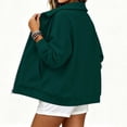 thumbnail image 5 of Full Zip Up Sweatshirt Women No Hood - Oversized Loose Casual Long Sleeve Collared Jacket 2026 Fall Winter Clothes, Green, M, 5 of 6