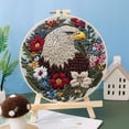 thumbnail image 2 of Punch Needle Kits Eagle and Flowers Embroidery Starter Set with Hoop Easy for Beginners DIY Stress Relief Handmade Craft Hobby and Home Decor 20x20cm-1, 2 of 8