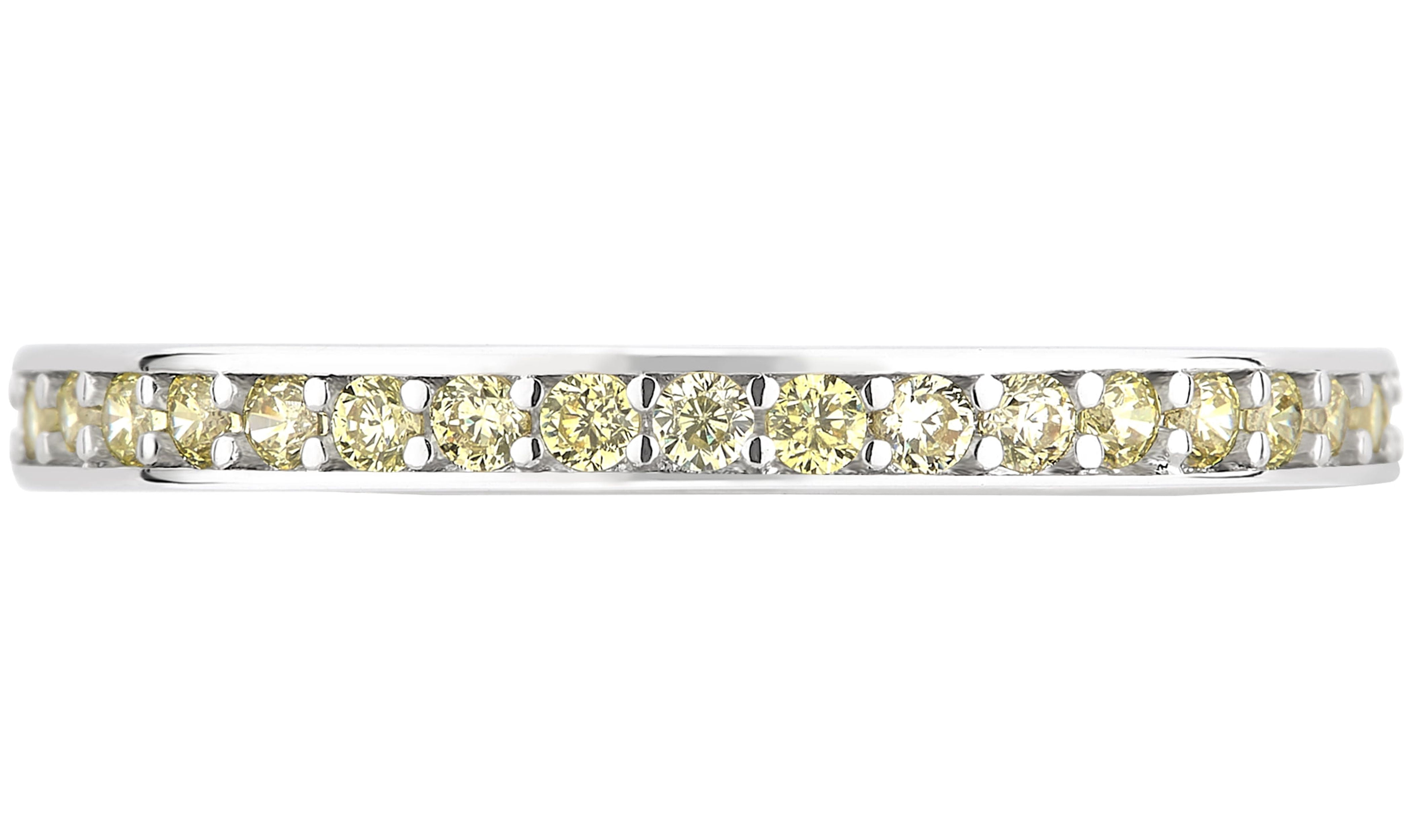 Arista Created Citrine Eternity Fashion Women's Wedding Band in Silver Overlay Brass