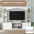 thumbnail image 3 of Elegant Arched Entertainment Center Wall Unit with Bookshelf, Farmhouse Large TV Stand with Wood Grain for TVs Up to 70", 91inch Stylish Media Console with Adjustable Shelves for Living Room, White, 3 of 7