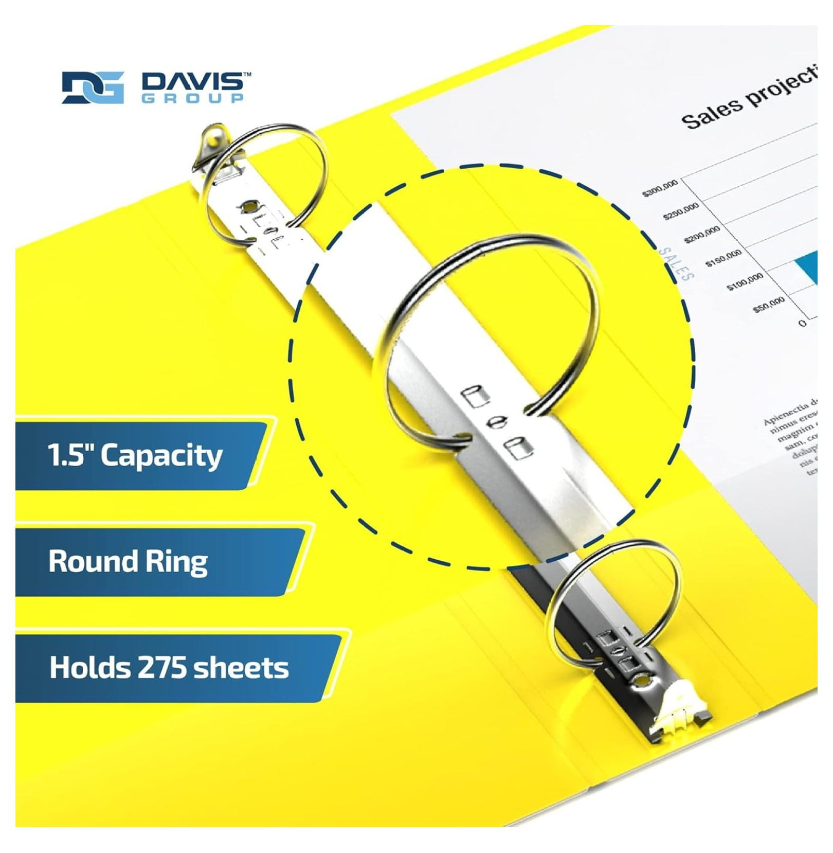 Premium Economy 6-Pack 3-Ring Binders for School or Office, Round-Ring Binders, 1.5 Inch, Yellow