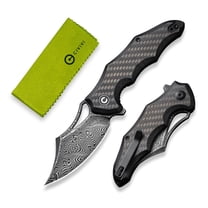 CIVIVI Chiro Pocket Folding Knife with Flipper 3.1" Damascus Blade Carbon Fiber Overlay On Black G10 Handle C23046-DS1