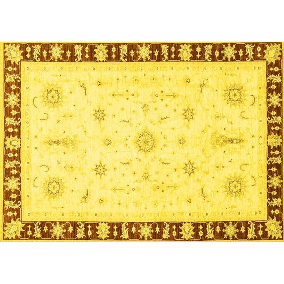 Ahgly Company Indoor Rectangle Abstract Yellow Modern Area Rugs, 2' x 5'