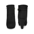 thumbnail image 5 of BLISSFUL STEP Round Toe Side Zip Platform Chunky Heel Ankle Boots for Women Black 6, 5 of 6