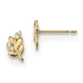 thumbnail image 1 of 14K Yellow Gold Madi K Kids CZ Fern Leaf Post Earrings, 1 of 2