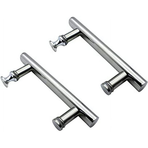 Paquete de 2 manijas cuadradas para puerta de ducha de repuesto para mampara de ducha, mampara de ducha de 145 mm con orificio central a orificio de acero inoxidable con perilla de plástico Rojo Verde
