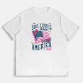 thumbnail image 2 of Vintage Christian Patriotic Graphic Tees women "SHELOVES JESUS & USA" with TOO Print T-shirts Short Sleeve Casual Tops White,XL, 2 of 7