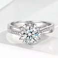 thumbnail image 2 of Round Cut 6-Claw AAA CZ 925 Silver Band Women's Engagement Wedding Ring Size 4-9, 2 of 5