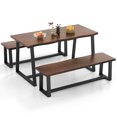 thumbnail image 2 of Costway 3 Pieces Dining Table Set 63" Large Table and 2 Long Benches for 4-6 People Coffee, 2 of 8