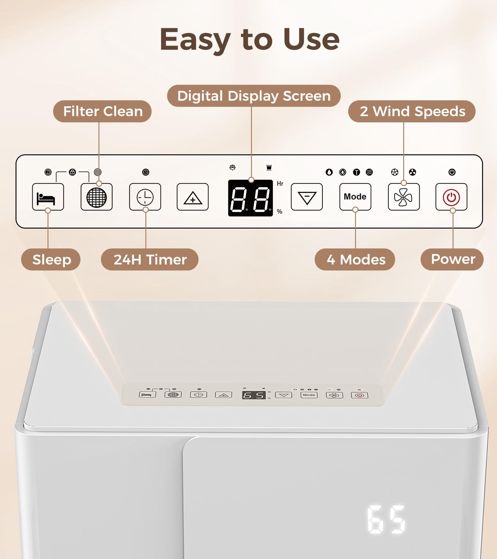 KISSAIR 50 Pint Home Dehumidifier with Drain Hose, 2100 sq ft Coverage Area with Auto Defrost, Energy Star, 24h Timer, Basement/Laundry Room/Bedroom