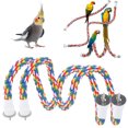 thumbnail image 4 of Perchas de cuerda para pájaros Con Soporte en Espiral, Juguete de Cuerda de Algodón para Pájaros, Columpios para Loros Hechos un Mano de Colores Brillantes, Calma a Los Pájaros, 4 of 7
