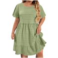 thumbnail image 2 of Tumotour Summer Tank Dress For Women'S Plus Size T-Shirt Dress Casual Solid Sleeveless Round Neck Ruffled Mini Dress, 2 of 8