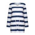 thumbnail image 4 of FRSASU Dresses for Women Clearance Summer Long Sleeve V-Neck Stripe Elastic Waist Lace Loose Dress, 4 of 7