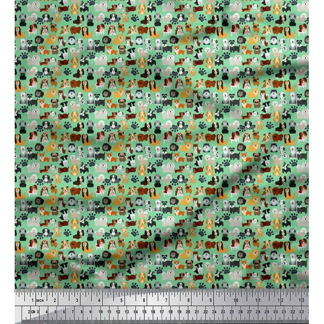 Soimoi Poly Georgette Fabric Vegetable,Burger & Pizza Food Print Fabric by The Yard 52 Inch Wide