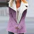 thumbnail image 3 of Nnhblu Winter Fashion Womens Coats Fleece Fall Jacket for Woman Button Down Purple Hooded Keep Warm Fall Shop Gifts Outerwear with Pockets, 3 of 5