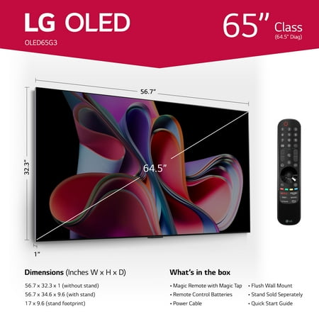 LG 65" Class 4K UHD OLED Web OS Smart TV with Dolby Vision G3 Series - OLED65G3PUA