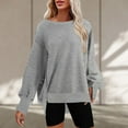 thumbnail image 2 of FAIWAD Womens Long Sleeve Round Neck Sweatshirt Loose Plus Size Basic Solid Color Side Split Pullover Tops, 2 of 7