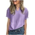 thumbnail image 4 of Blczomt Lightweight Womens Spring Tops Waffle Knit 2026 Purple T Shirts Cute Casual Notch V Neck,S, 4 of 9