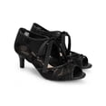 thumbnail image 3 of BLISSFUL STEP Lace Mesh Heels Peep Toe Stiletto Heel Sandals for Women Black(Size 7.5), 3 of 7