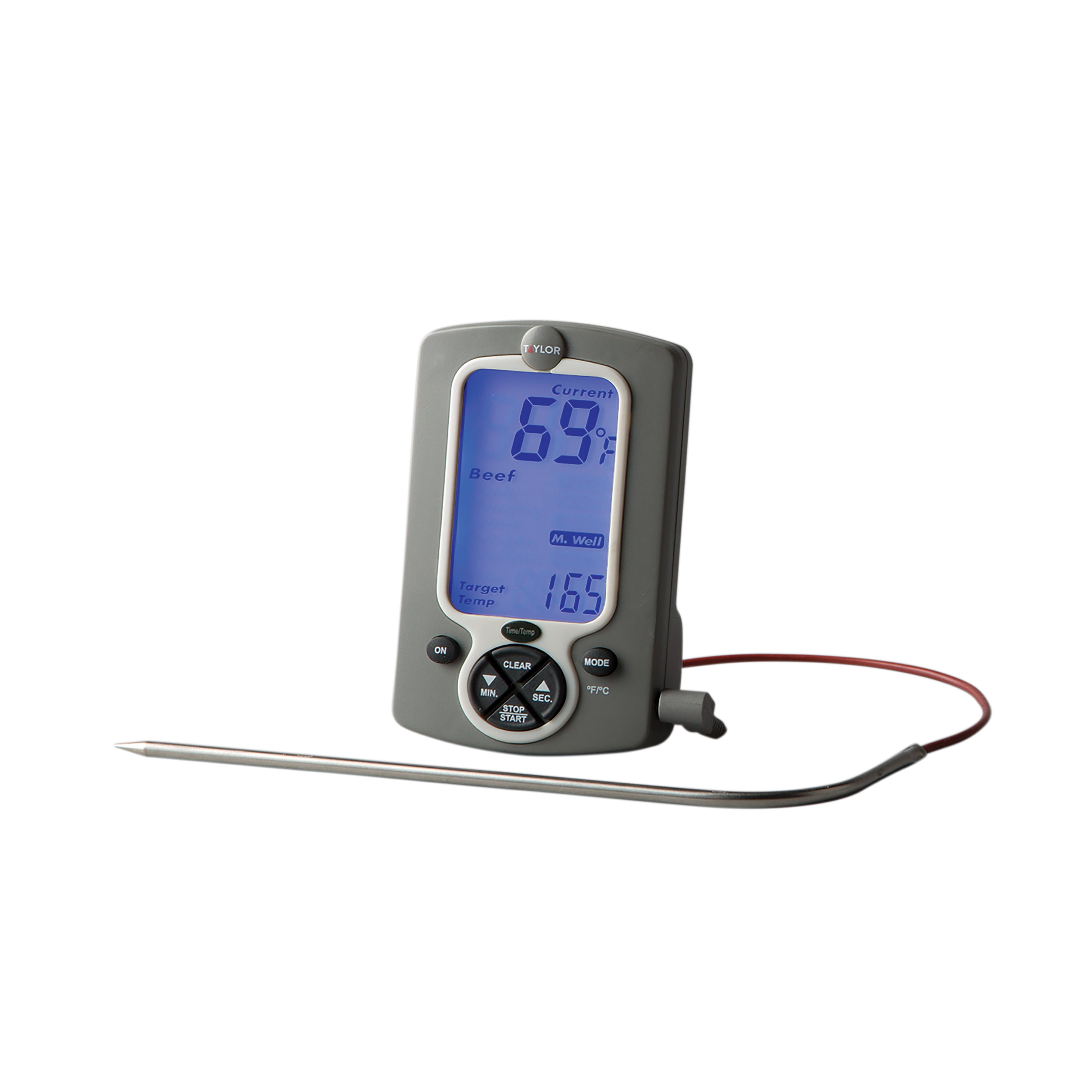 Taylor Digital Wired Probe Thermometer with Bright Blue Backlit Display