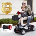 thumbnail image 6 of 4 Wheel Foldable Electric Mobility Scooter for Seniors, 300 lbs Compact Heavy Duty Mobile with Cup/Phone, Long Range Power Battery with Thickened Seat /Front LED Light for Travel, Elder, Adults (Red), 6 of 8