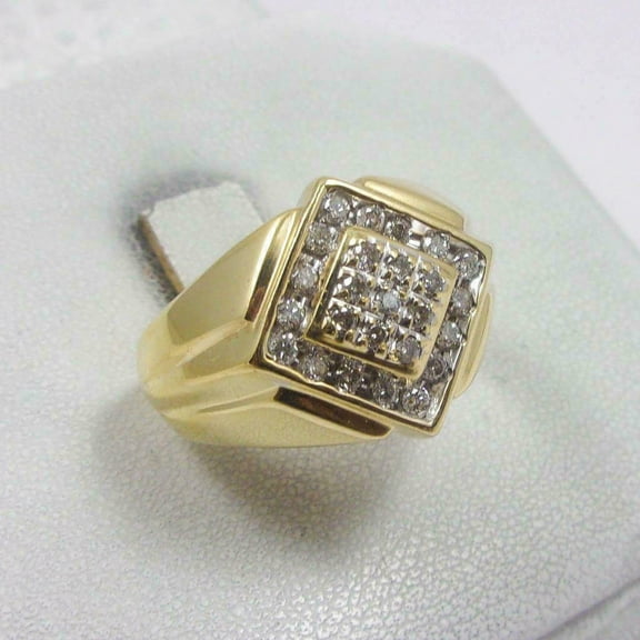 Forever Jewels 2.30Ct Round Cut Moissanite Men Cluster Pinky Ring 14k Yellow Gold Plated