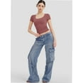 thumbnail image 6 of Womens Basic Scoop Neck Short Sleeve T Shirt Slim Fit Tee Summer Going Out Crop Tops Tight Sexy Shirts, 6 of 6