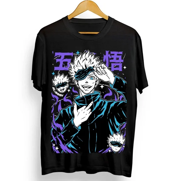 Gojo Satoru T-Shirt Jujutsu Kaisen Sukuna Megumi Itadori Horror Shirt Black | eBay