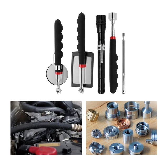 DYNWAVECA 5 Pcs Outil de Ramassage Télescopique et Outil d'Inspection de Miroir, Réglable