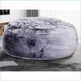 thumbnail image 3 of 5ft Faux Fur Memory Foam Bean Bag Chair, Living Room Lounger for Adults & Kids | Purple | Round, 3 of 5