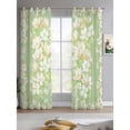 thumbnail image 2 of Spring Floral Sheer Curtains 84 Inch Length 2 Panels Set for Living Room/Bedroom, Watercolor Orchid Flowers Leaves Botanical Green Kitchen Curtains Grommet Curtains Window Treatments 42"x84"x2, 2 of 7