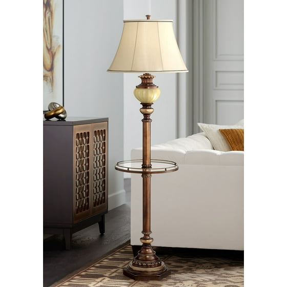 Kathy Ireland 65 High Night Light Glass Tray Floor Lamp