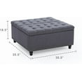 thumbnail image 2 of Kingfun 35.5" Large Square Ottoman Bench, Tufted Upholstered Coffee Table Ottoman with Storage, Oversized Ottomans Toy Box for Living Room Bedroom, Grey, 2 of 13